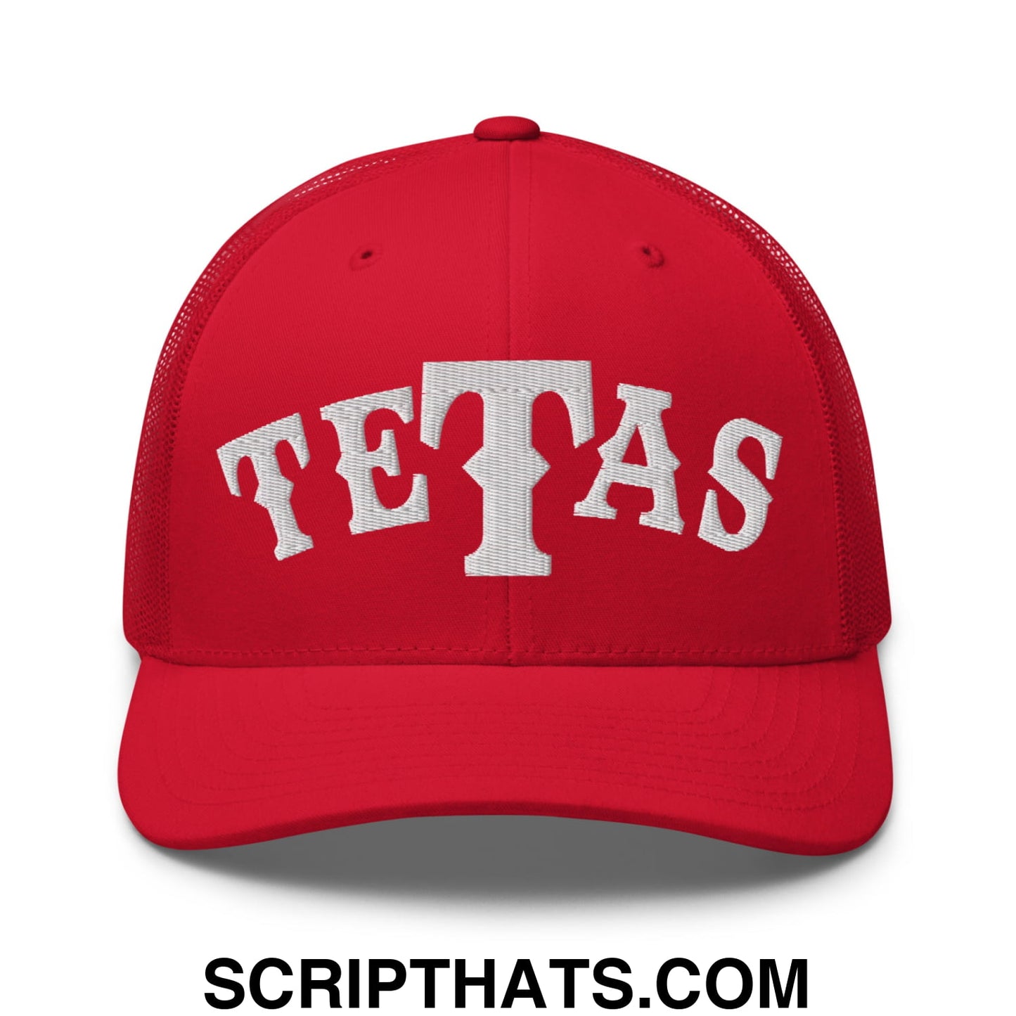 Texas Tetas Embroidered Mesh Trucker Hat Red