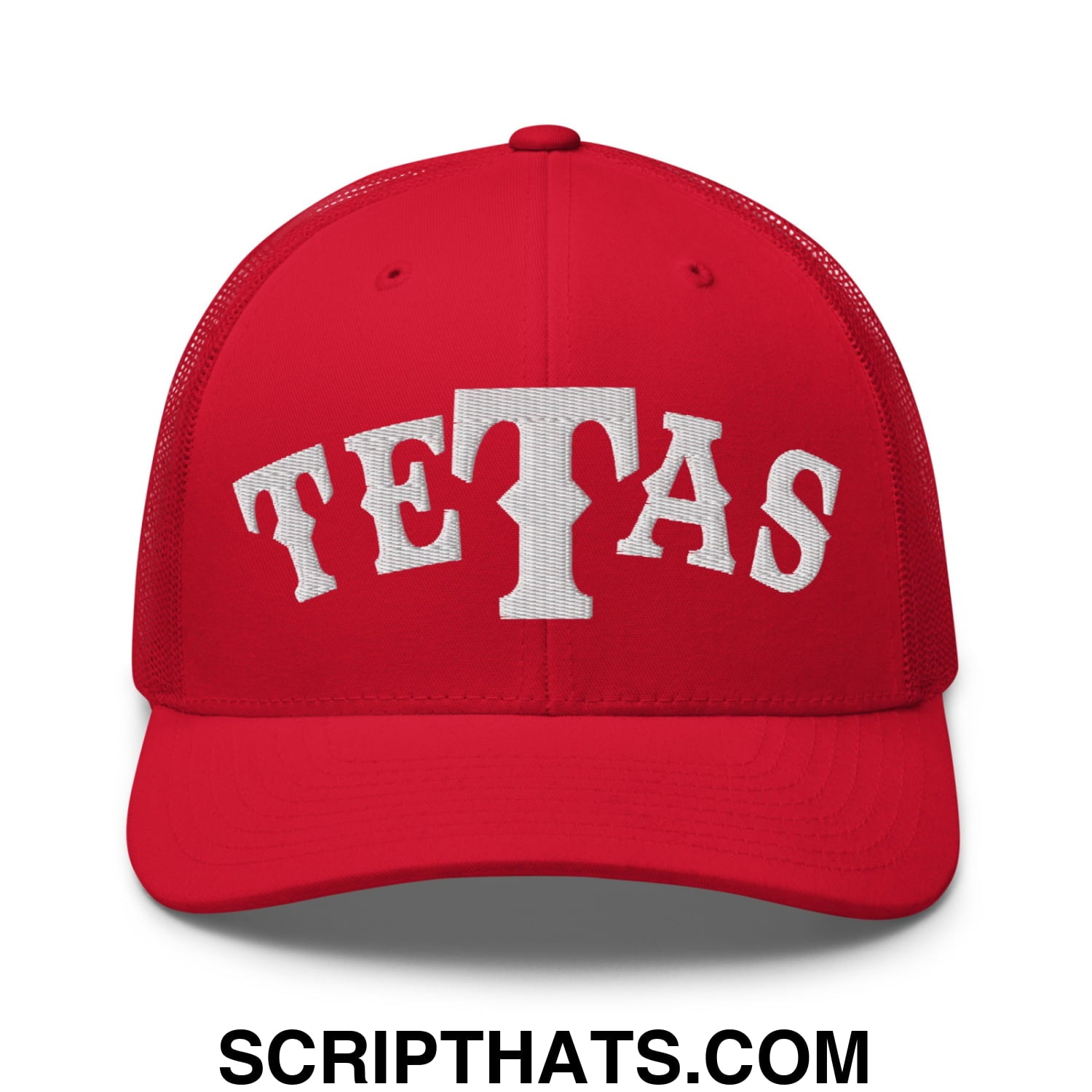 Texas Tetas Embroidered Mesh Trucker Hat Red