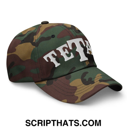 Texas Tetas Embroidered Unstructured Dad Hat Green Camo