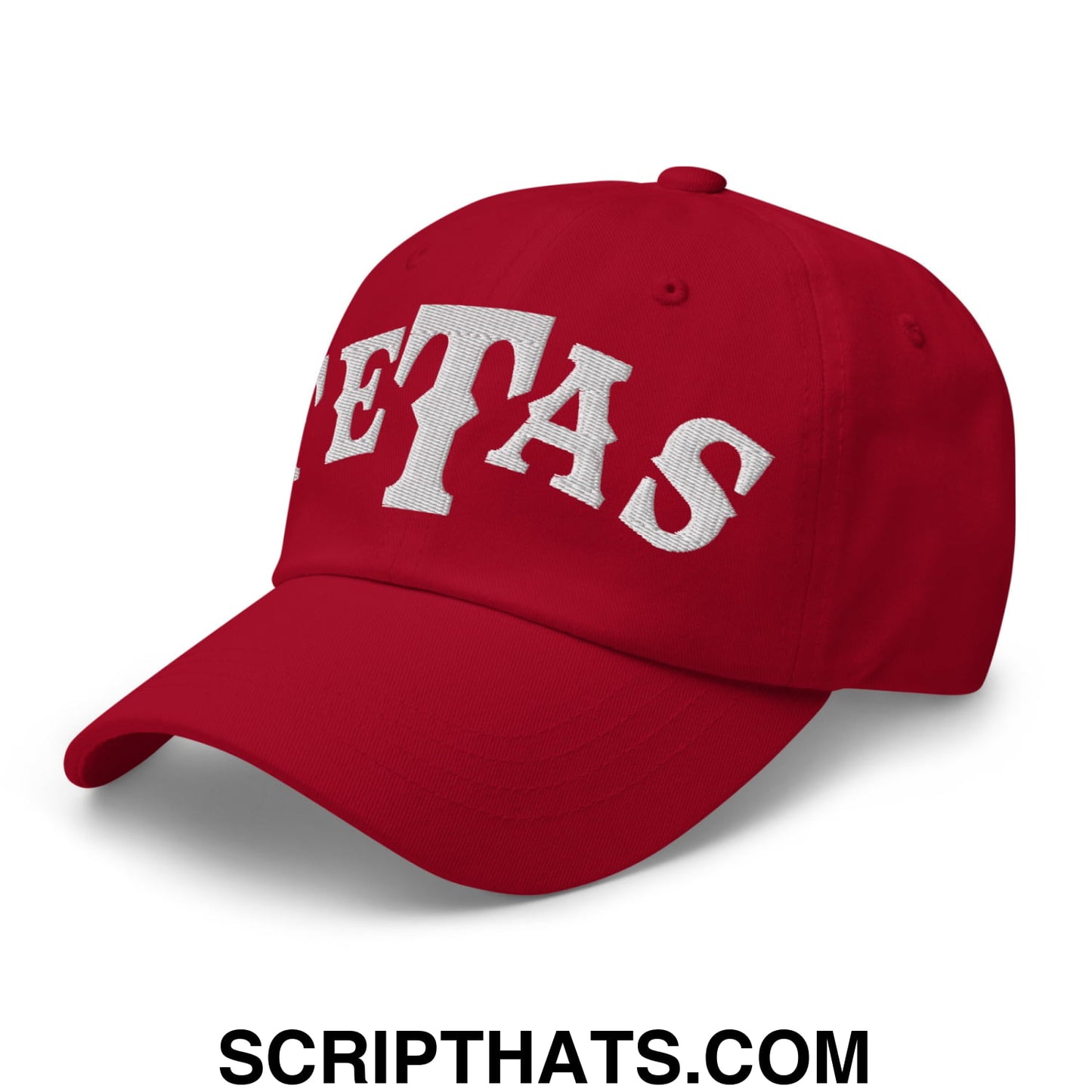 Texas Tetas Embroidered Unstructured Dad Hat Cranberry