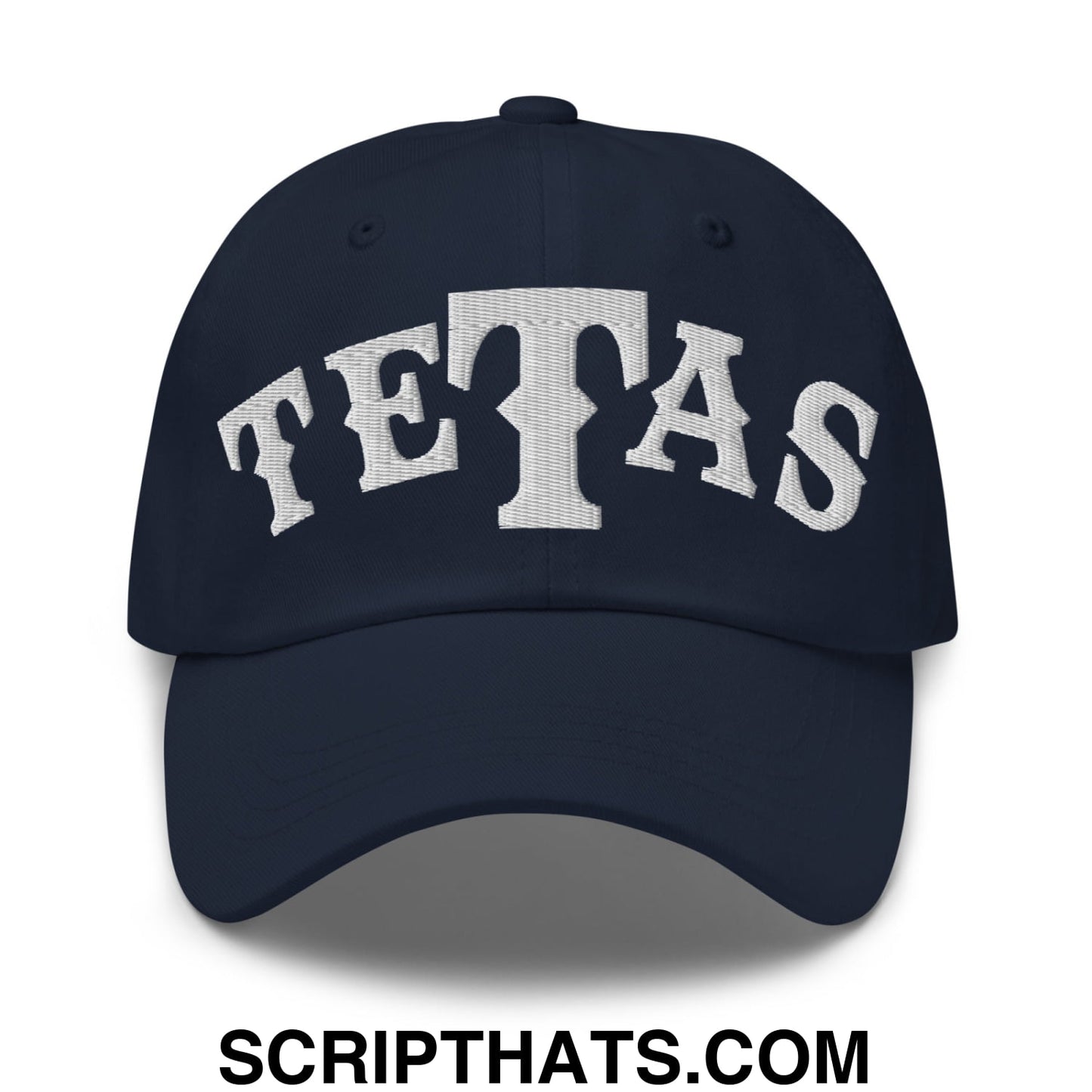 Texas Tetas Embroidered Unstructured Dad Hat Navy
