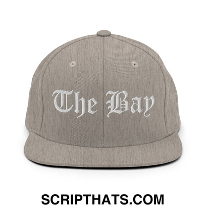 The Bay Old English Embroidered Flat Bill Brim Snapback Hat Heather Grey