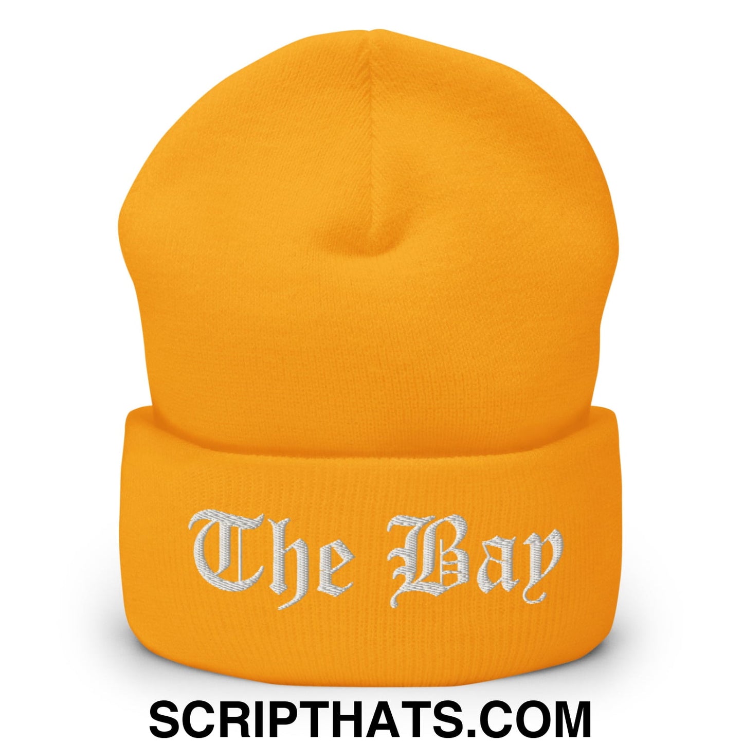 The Bay Old English Embroidered Knit Cuffed Beanie Gold