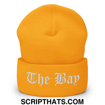 The Bay Old English Embroidered Knit Cuffed Beanie Gold