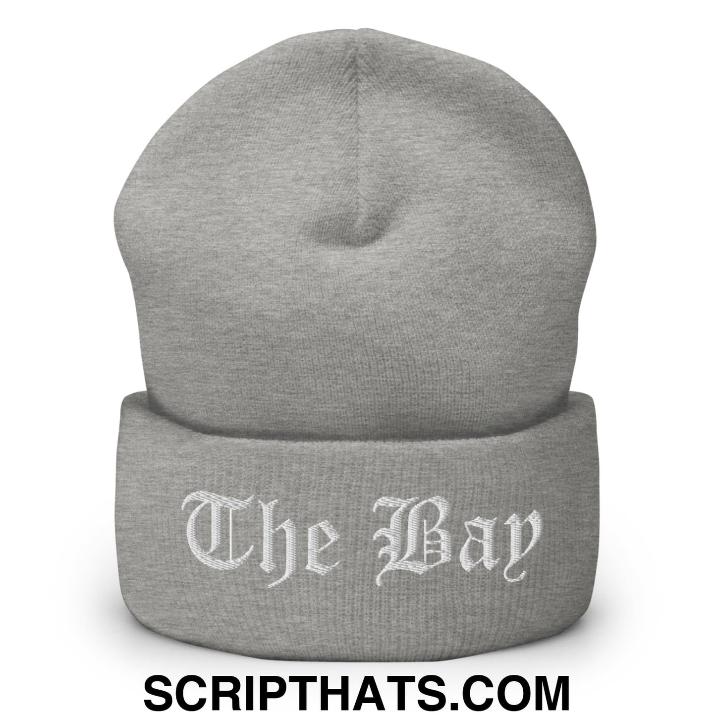 The Bay Old English Embroidered Knit Cuffed Beanie Heather Grey