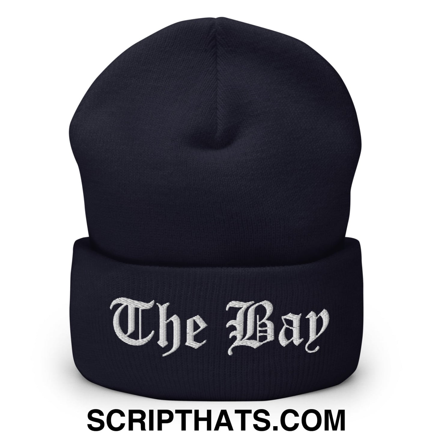 The Bay Old English Embroidered Knit Cuffed Beanie Navy