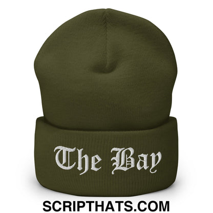 The Bay Old English Embroidered Knit Cuffed Beanie Olive