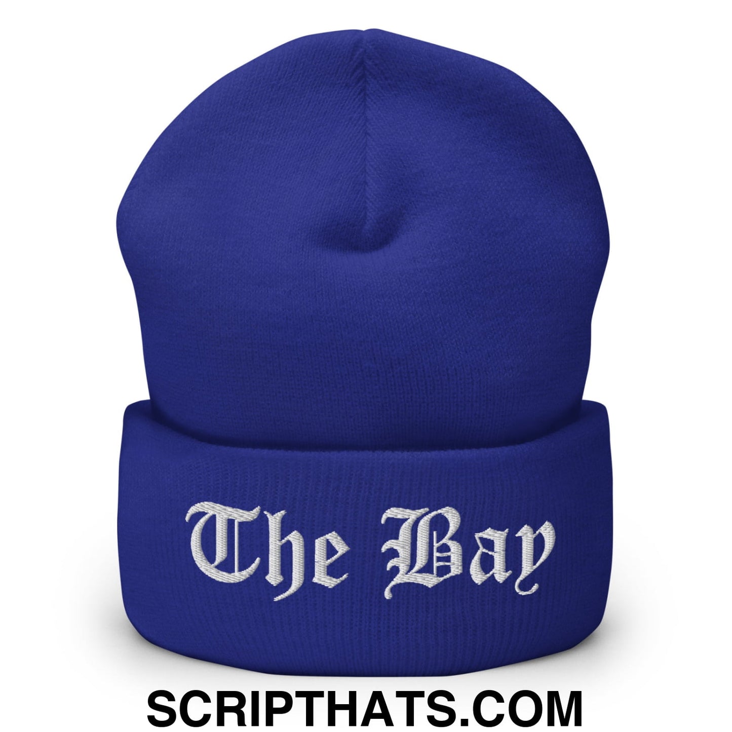 The Bay Old English Embroidered Knit Cuffed Beanie Royal