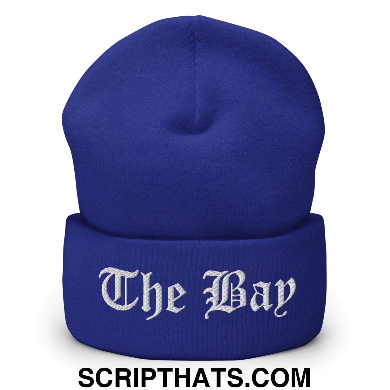 The Bay Old English Embroidered Knit Cuffed Beanie Royal