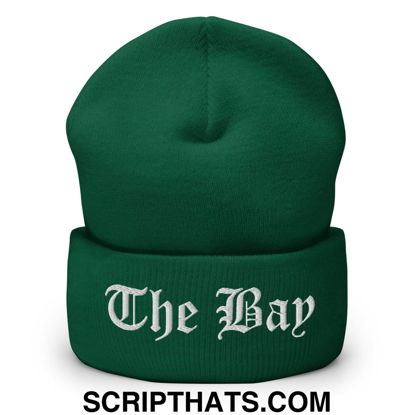 The Bay Old English Embroidered Knit Cuffed Beanie Spruce