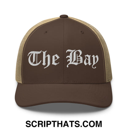 The Bay Old English Embroidered Mesh Trucker Hat Brown Khaki