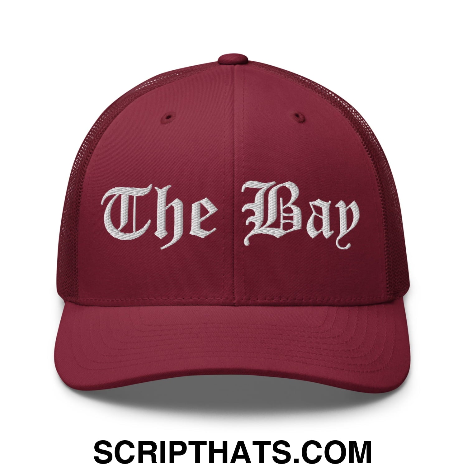 The Bay Old English Embroidered Mesh Trucker Hat Cranberry