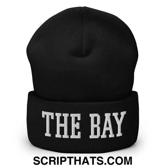 The Bay Varsity College Block Embroidered Knit Cuffed Beanie Black