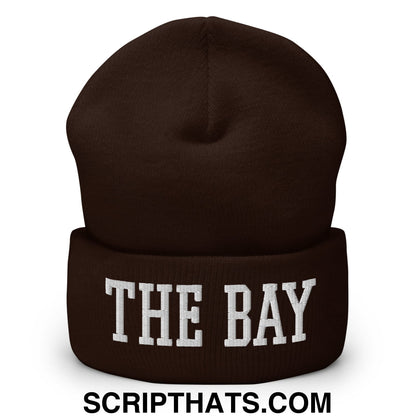 The Bay Varsity College Block Embroidered Knit Cuffed Beanie Brown
