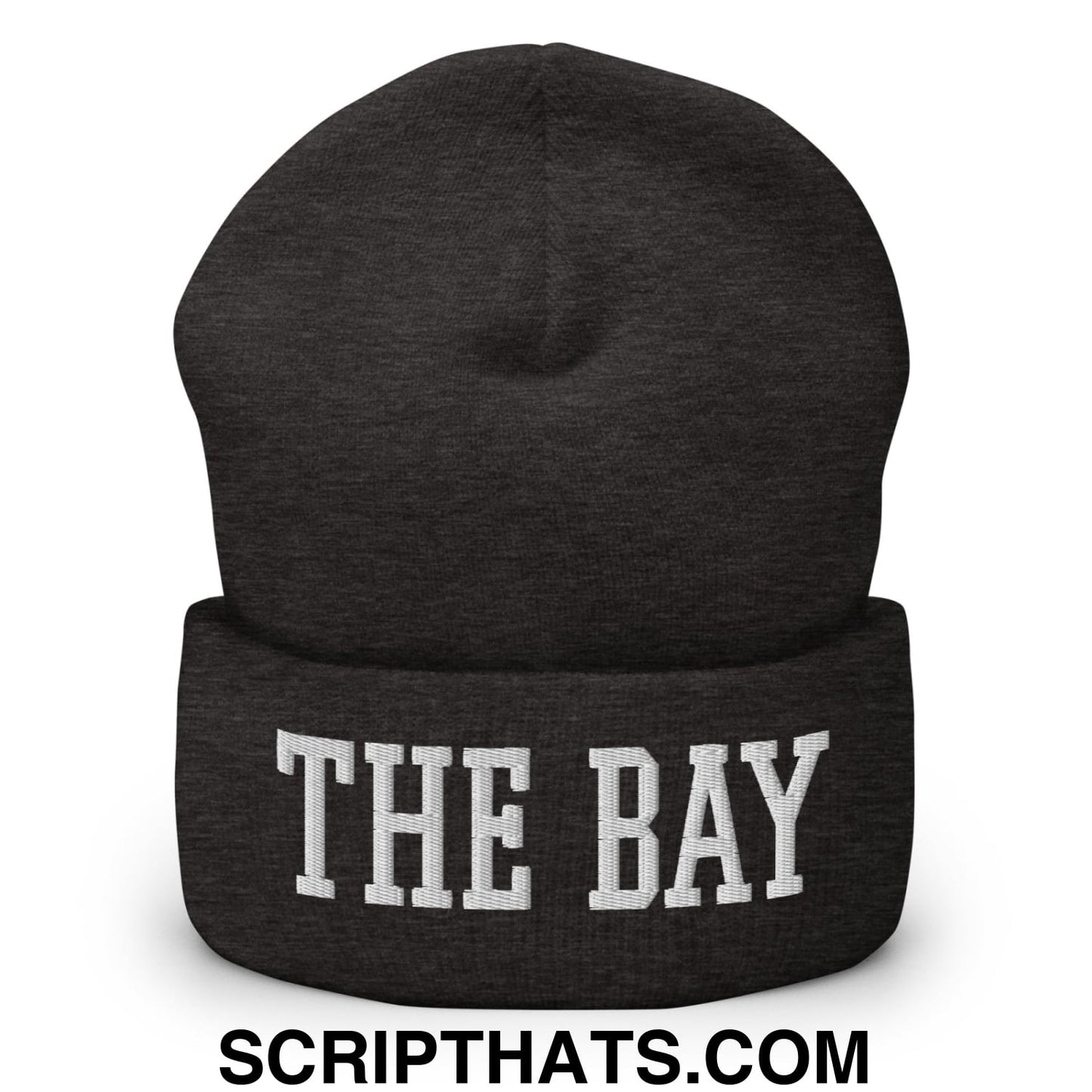 The Bay Varsity College Block Embroidered Knit Cuffed Beanie Dark Grey
