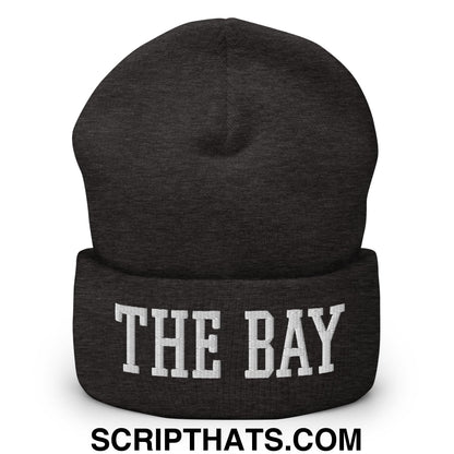 The Bay Varsity College Block Embroidered Knit Cuffed Beanie Dark Grey