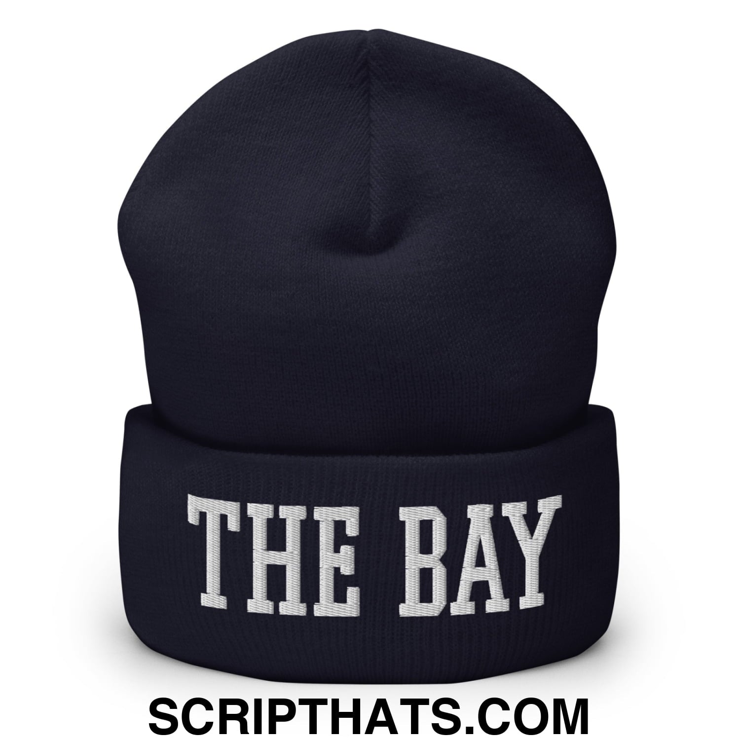 The Bay Varsity College Block Embroidered Knit Cuffed Beanie Navy