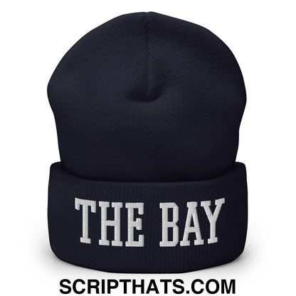 The Bay Varsity College Block Embroidered Knit Cuffed Beanie Navy