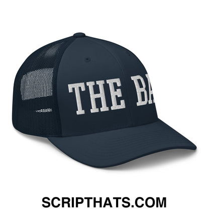 The Bay Varsity College Block Embroidered Mesh Trucker Hat Navy