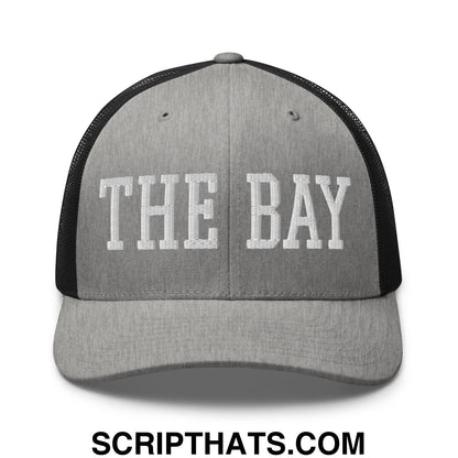 The Bay Varsity College Block Embroidered Mesh Trucker Hat Heather Black