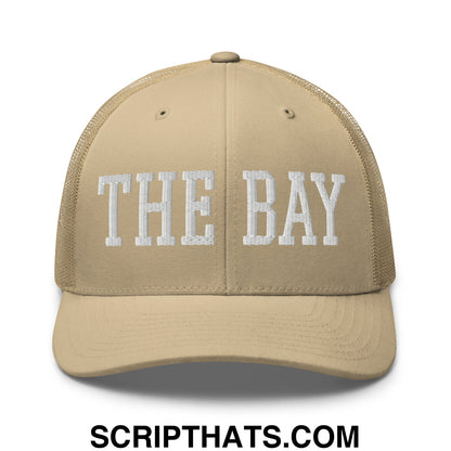 The Bay Varsity College Block Embroidered Mesh Trucker Hat Khaki