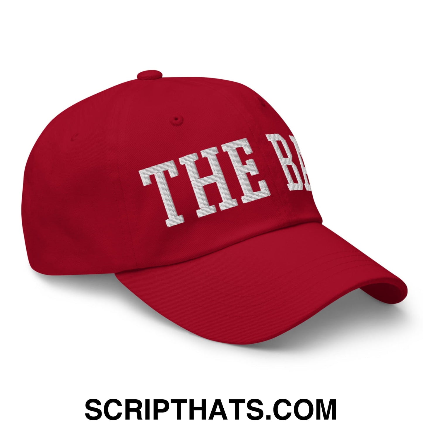 The Bay Varsity College Block Embroidered Unstructured Dad Hat Cranberry