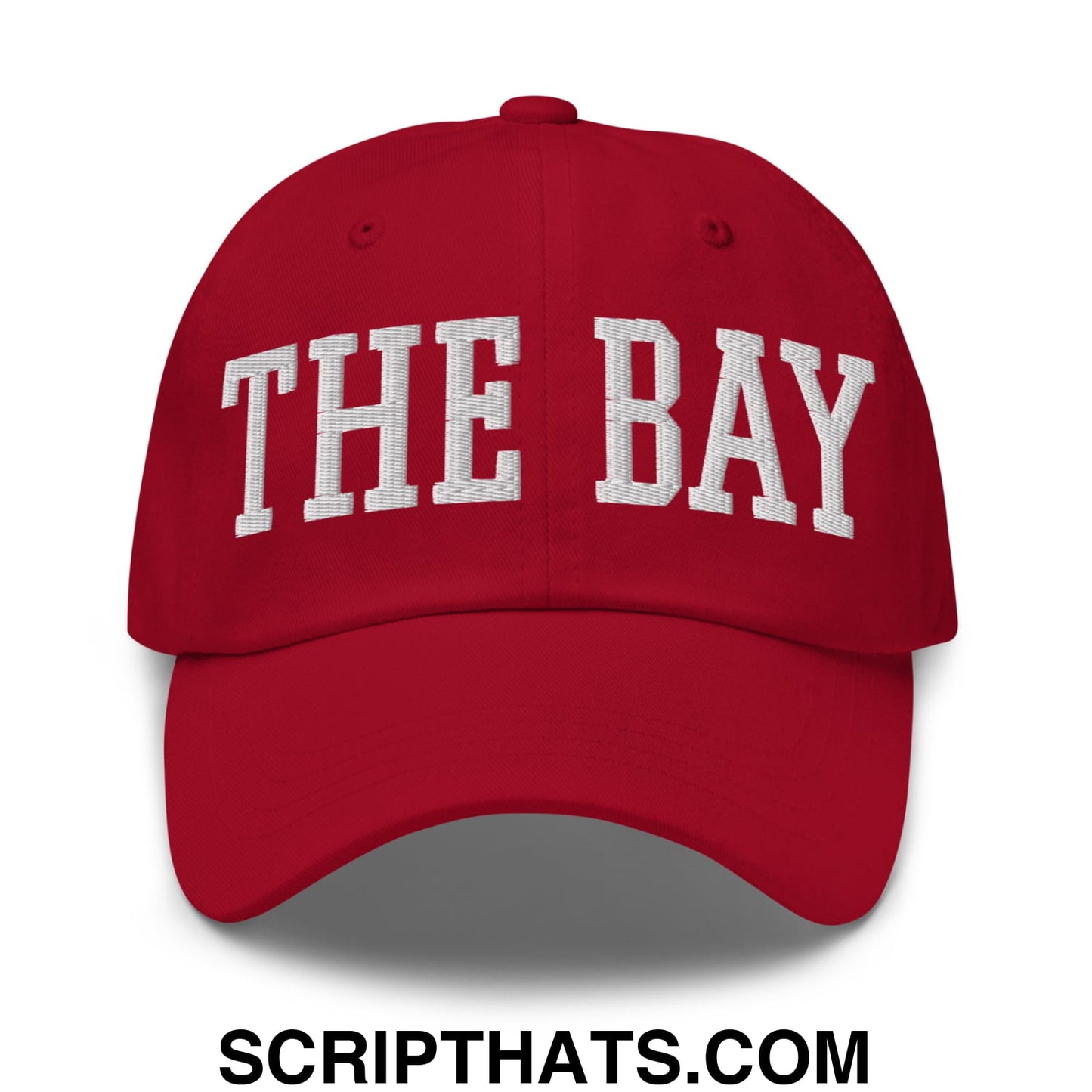 The Bay Varsity College Block Embroidered Unstructured Dad Hat Cranberry