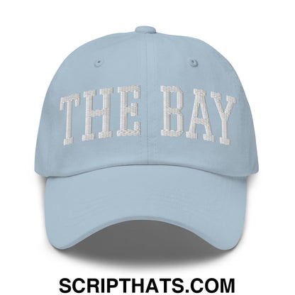 The Bay Varsity College Block Embroidered Unstructured Dad Hat Light Blue
