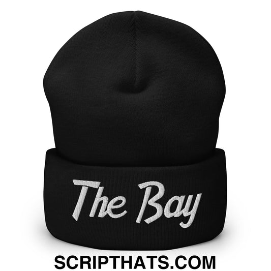 The Bay Vintage Sports Script Embroidered Knit Cuffed Beanie Black