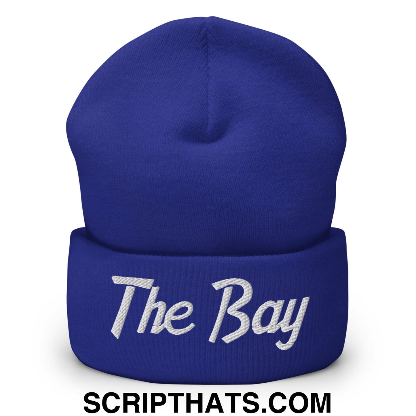 The Bay Vintage Sports Script Embroidered Knit Cuffed Beanie Royal