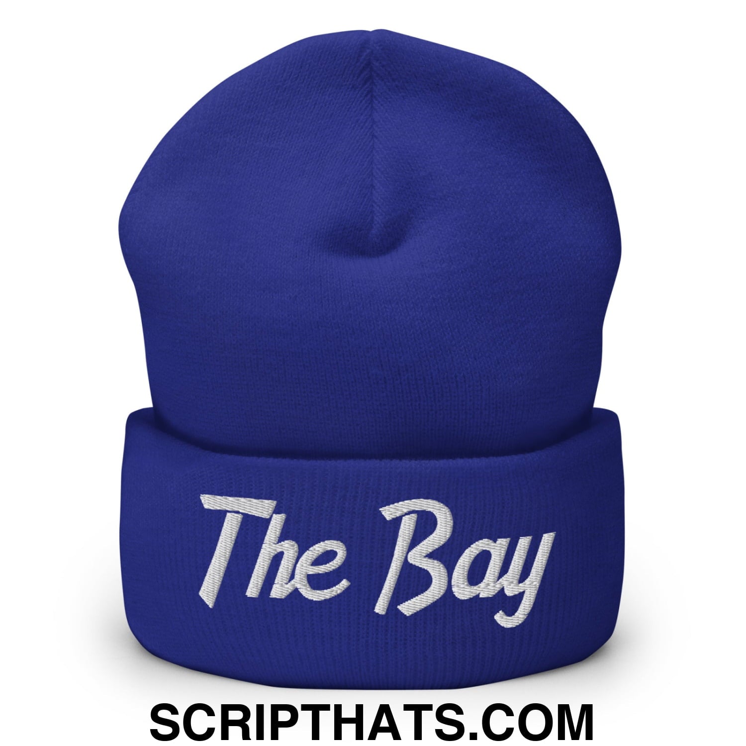 The Bay Vintage Sports Script Embroidered Knit Cuffed Beanie Royal