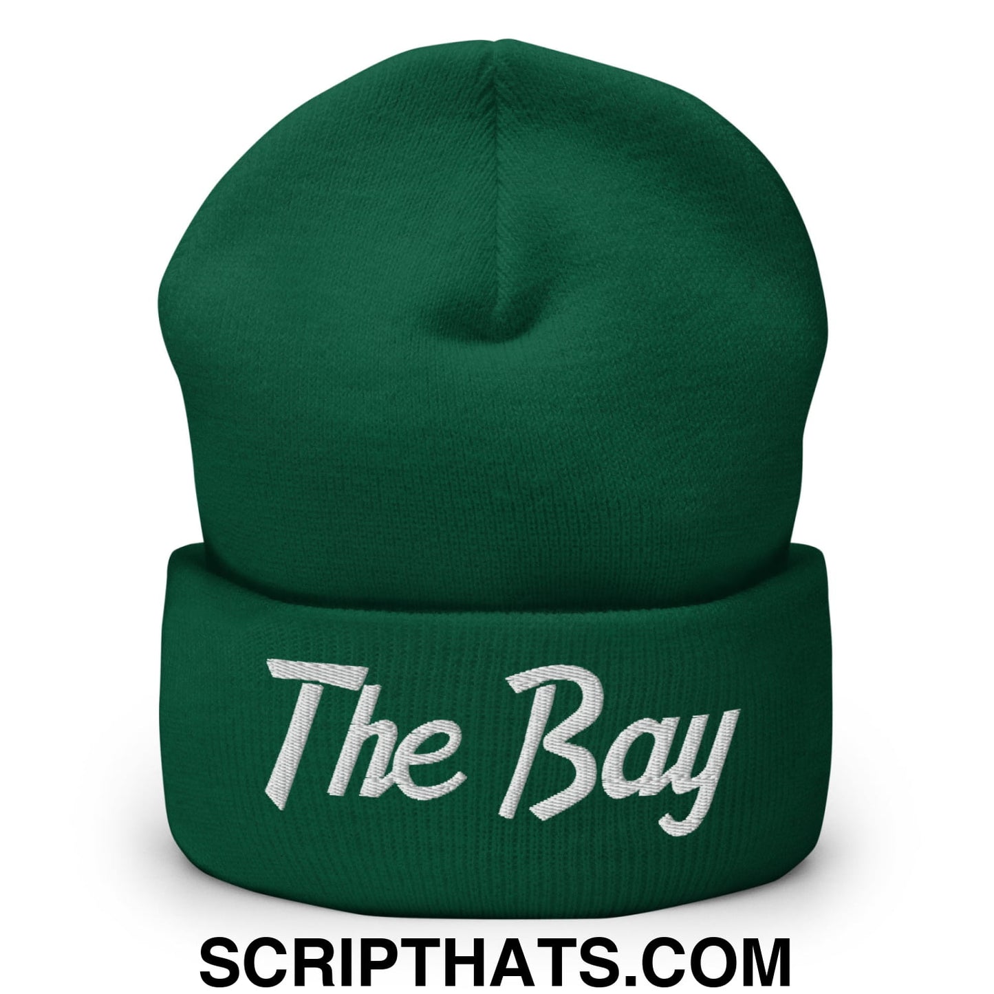 The Bay Vintage Sports Script Embroidered Knit Cuffed Beanie Spruce