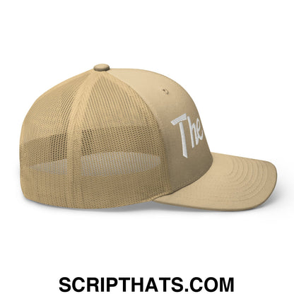 The Bay Vintage Sports Script Embroidered Mesh Trucker Hat Khaki