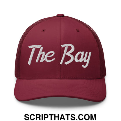 The Bay Vintage Sports Script Embroidered Mesh Trucker Hat Cranberry