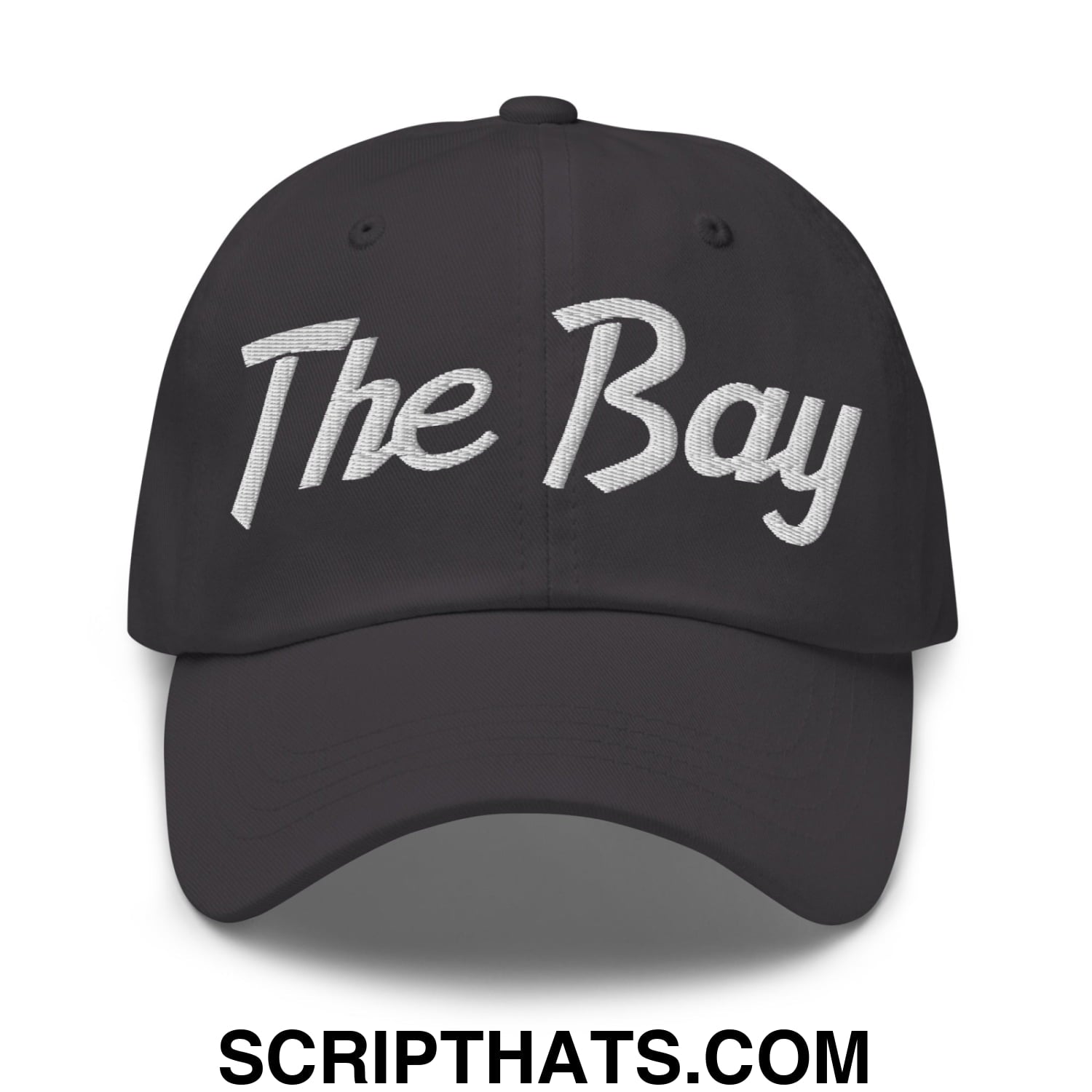 The Bay Vintage Sports Script Embroidered Unstructured Dad Hat Dark Grey