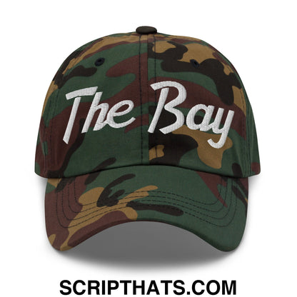 The Bay Vintage Sports Script Embroidered Unstructured Dad Hat Green Camo