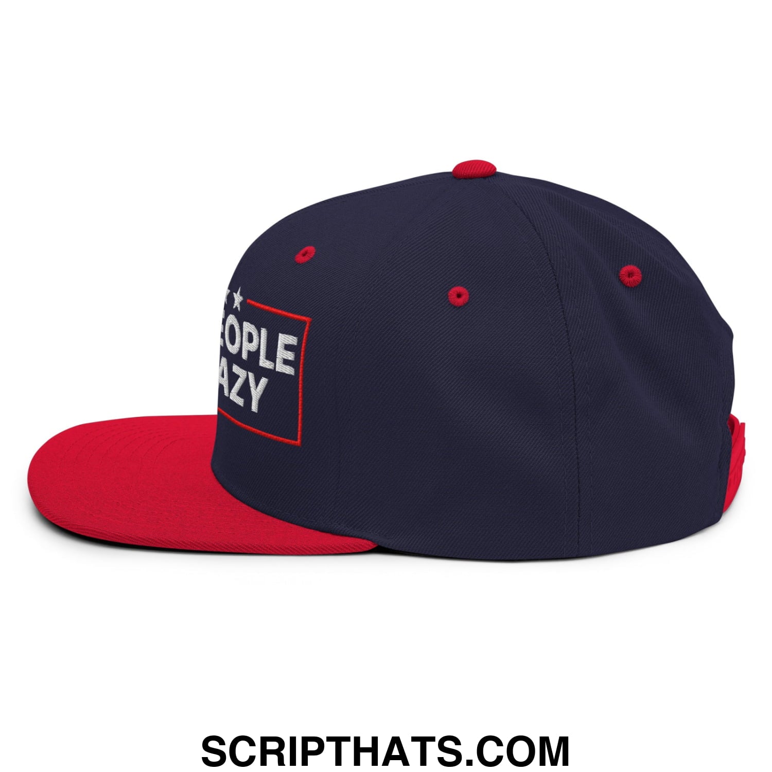 These People Are Crazy 2026 Embroidered Flat Bill Brim Snapback Hat Navy Red