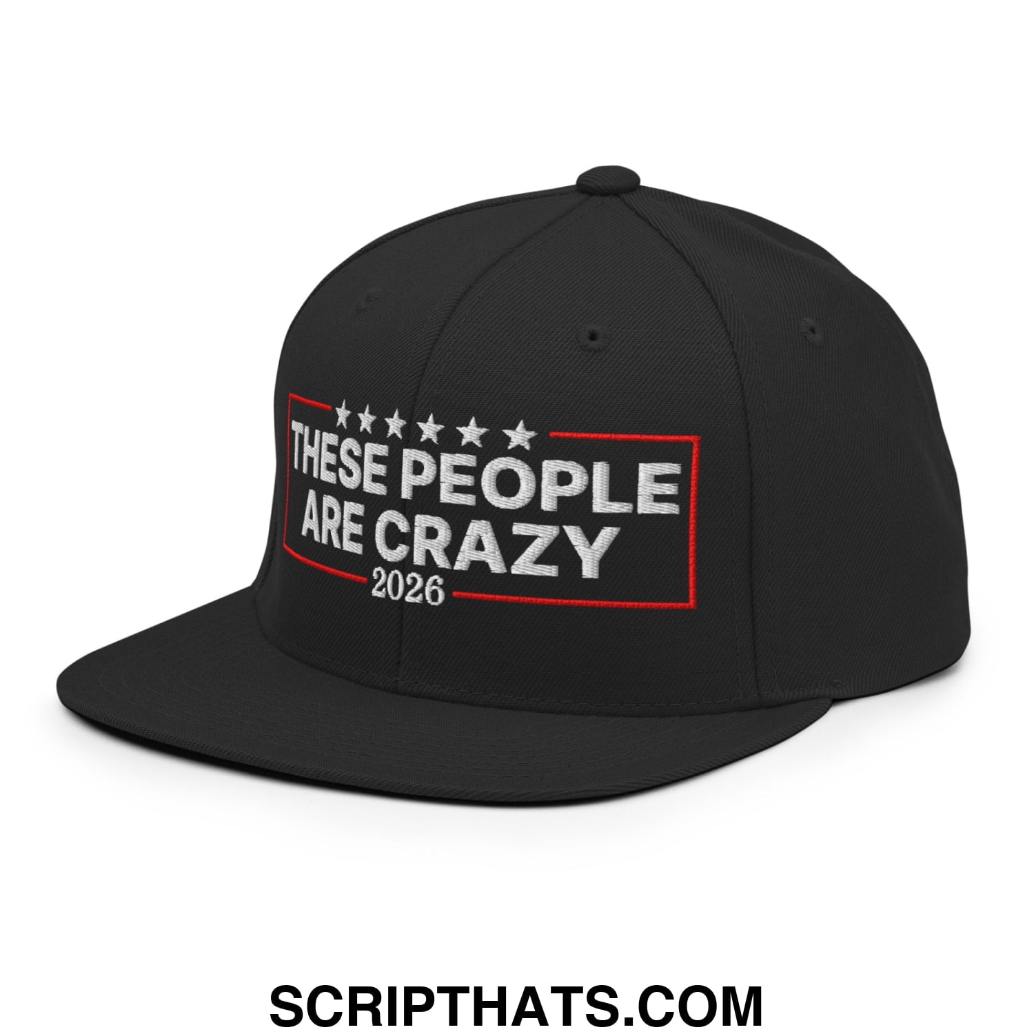 These People Are Crazy 2026 Embroidered Flat Bill Brim Snapback Hat Black