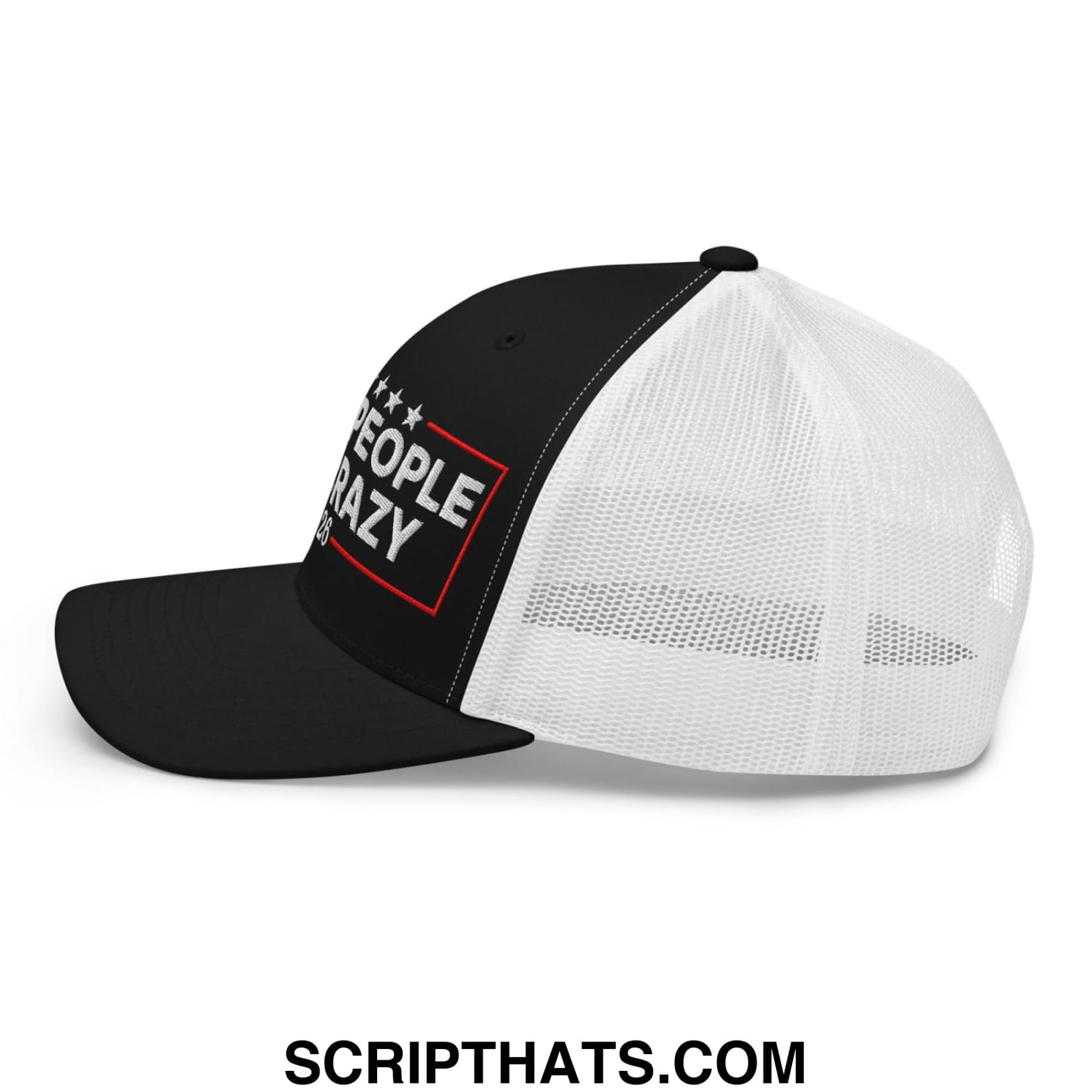 These People Are Crazy 2026 Embroidered Mesh Trucker Hat Black White