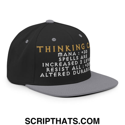 Thinking Cap Diablo Embroidered Flat Bill Brim Snapback Hat Black Silver
