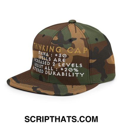 Thinking Cap Diablo Embroidered Flat Bill Brim Snapback Hat Green Camo