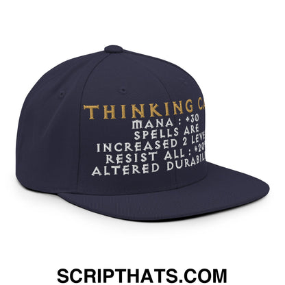 Thinking Cap Diablo Embroidered Flat Bill Brim Snapback Hat Navy