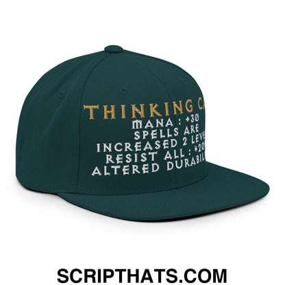 Thinking Cap Diablo Embroidered Flat Bill Brim Snapback Hat Spruce