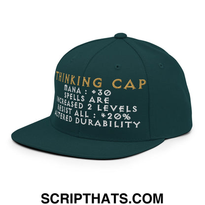 Thinking Cap Diablo Embroidered Flat Bill Brim Snapback Hat Spruce