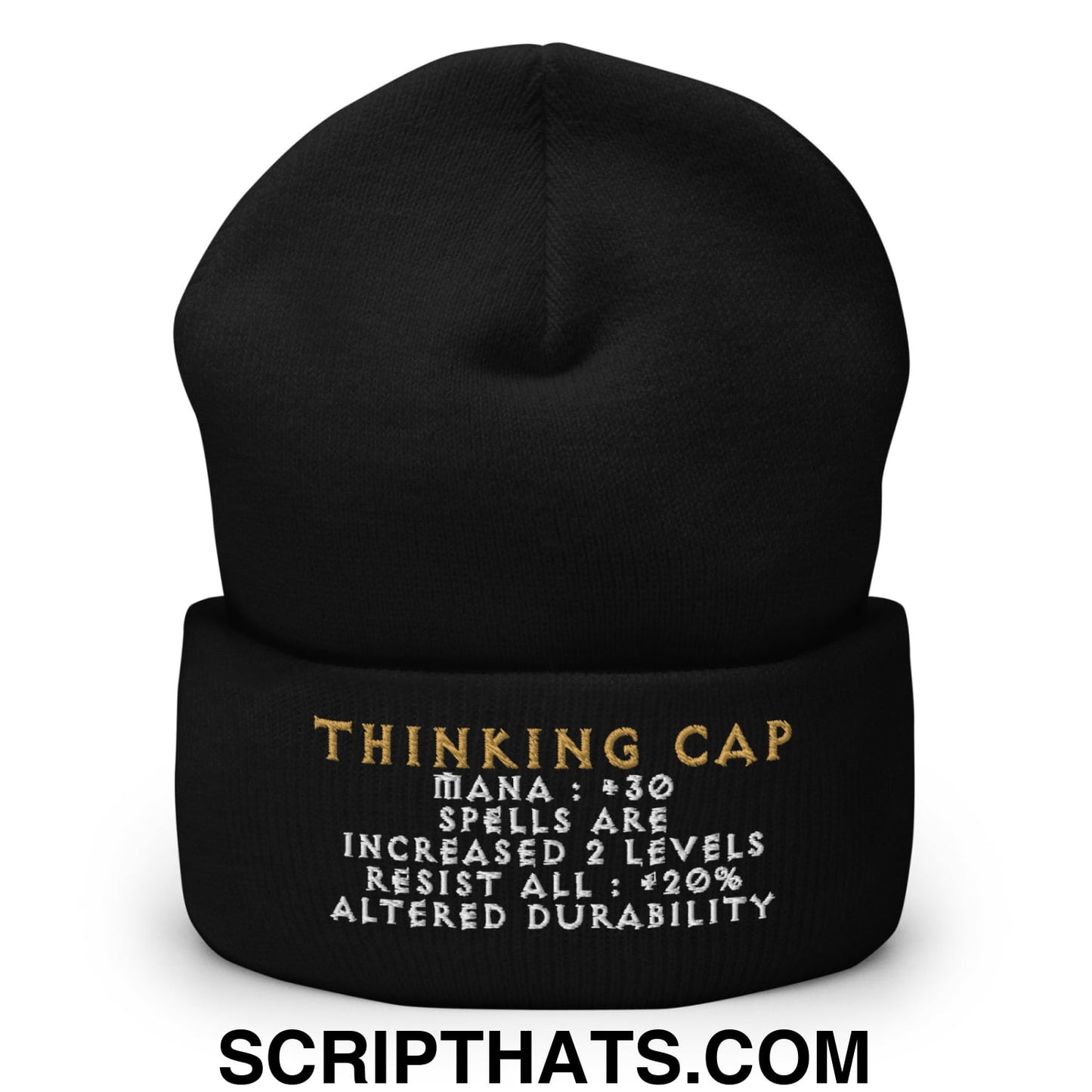 Thinking Cap Diablo Embroidered Knit Cuffed Beanie Black
