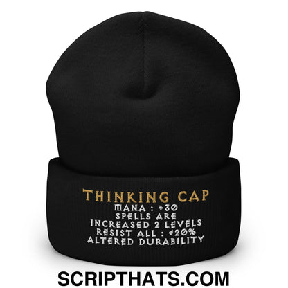Thinking Cap Diablo Embroidered Knit Cuffed Beanie Black
