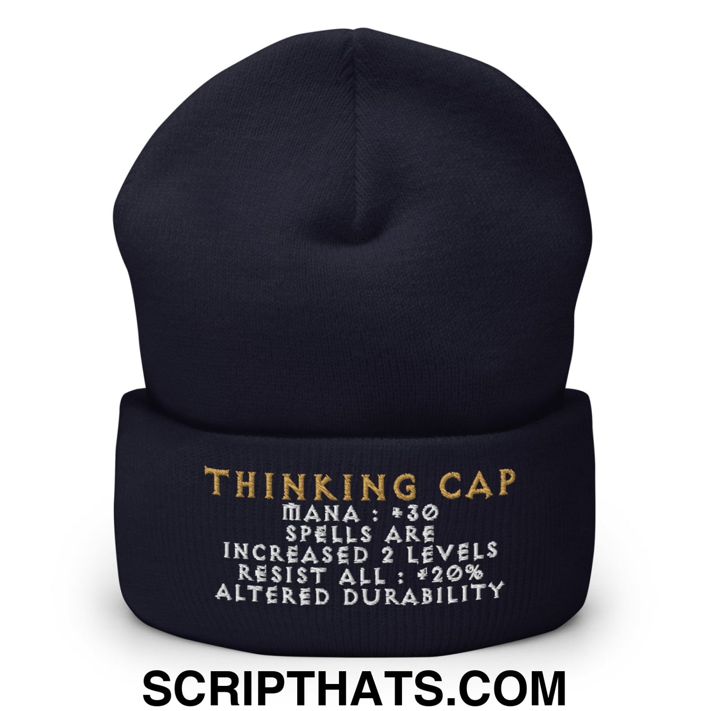 Thinking Cap Diablo Embroidered Knit Cuffed Beanie Navy