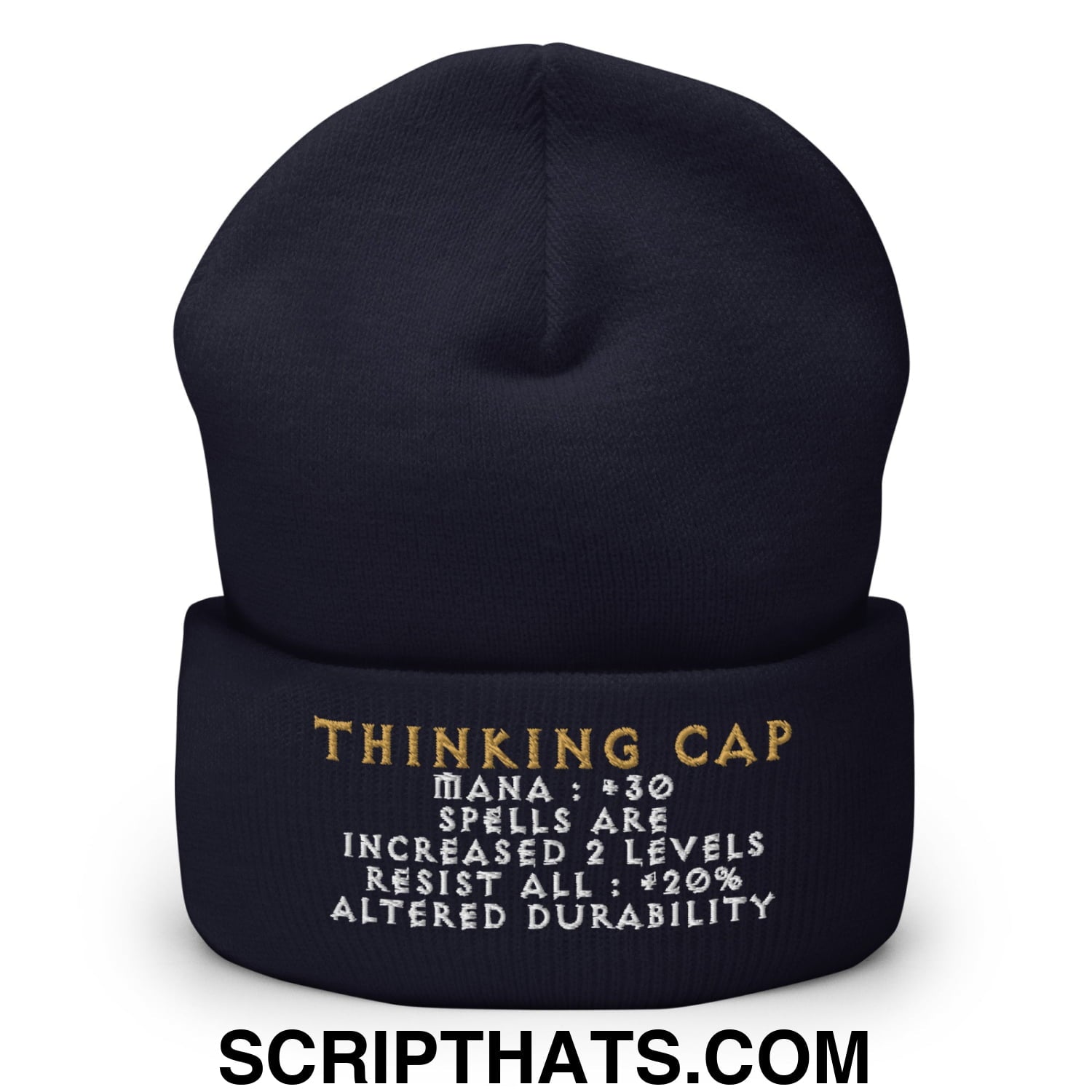 Thinking Cap Diablo Embroidered Knit Cuffed Beanie Navy