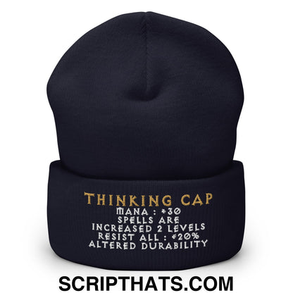 Thinking Cap Diablo Embroidered Knit Cuffed Beanie Navy
