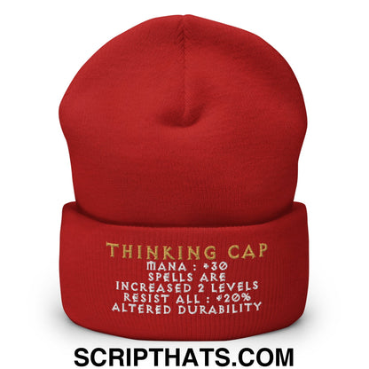 Thinking Cap Diablo Embroidered Knit Cuffed Beanie Red